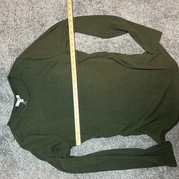Nine Britton Sweater Size XL Slenderizing Side Ruching Green Shirt - Picture 6 of 8